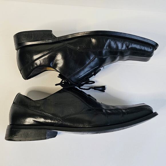 Black Leather Square Toe Oxford Giorgio Brutini Size 11.5 Dress Shoe Tassels - Picture 12 of 13